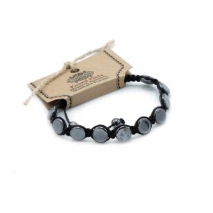 Pulsera Magnética de Hematita Shamballa – Redonda y Plana
