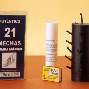 Velón -21 Mechas Negro ( Tumba Magias )